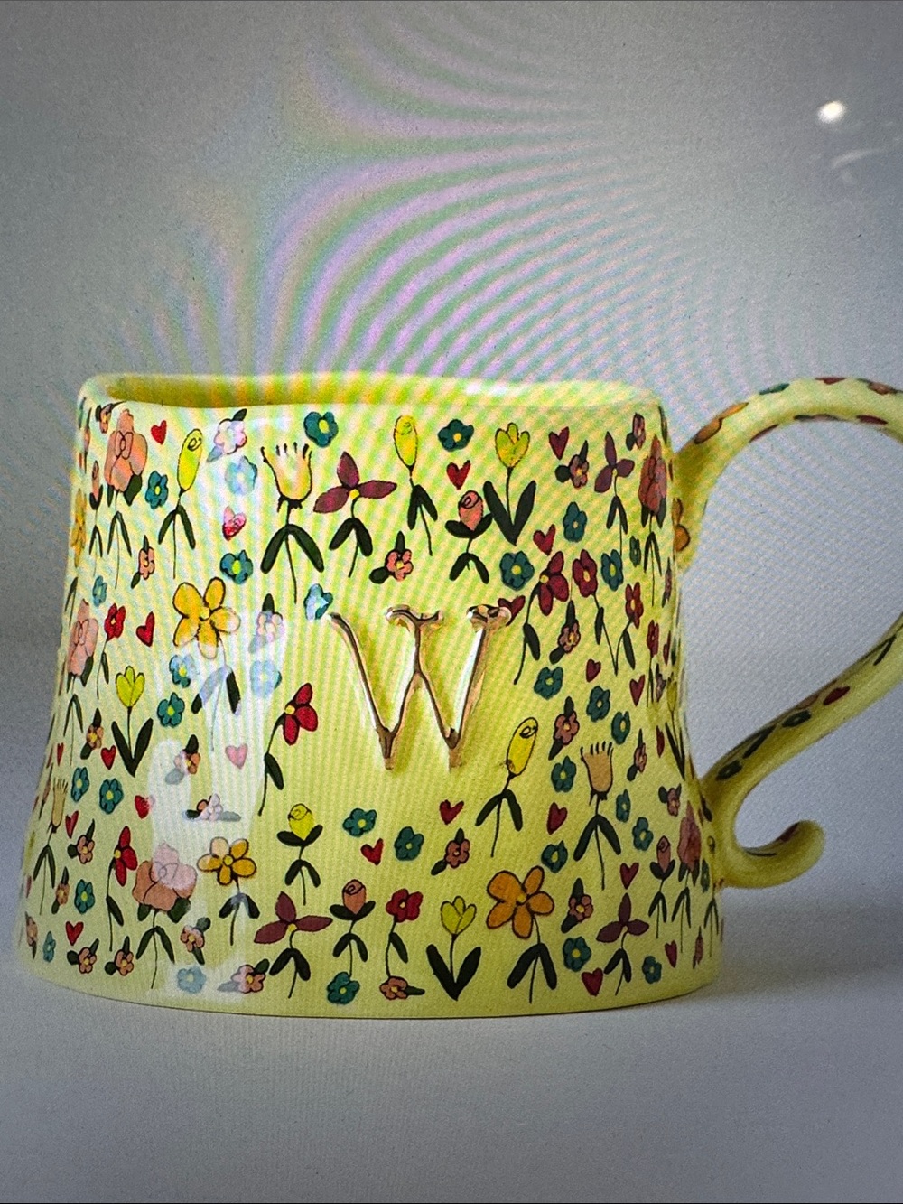 The Mud Fairy Stoneware 24k Gold Accent "W"  Monogram Mug